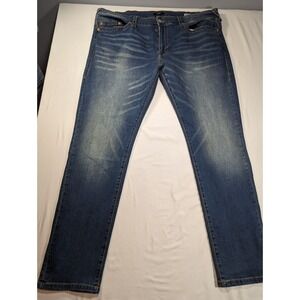 True Religion Jeans Mens 44x30 Blue Denim Rocco Relaxed‎ Skinny Flex Comfort